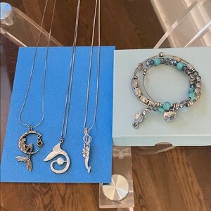 Mermaid Delights! Trio of necklaces with bangle mermaid bracket